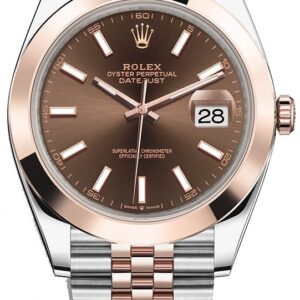 Rolex Datejust 41 Two-Tone Stainless Steel and Rose Gold/ Chocolate Index Dial/ Smooth Bezel/ Jubilee Bracelet (Ref#126301)