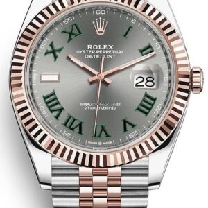 Rolex Datejust 41 Two-Tone Stainless Steel and Rose Gold - Grey Slate Roman Wimbledon - Fluted Bezel - Jubilee Bracelet (Ref#126331)