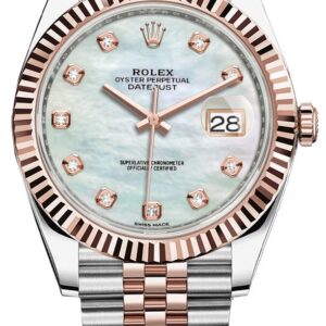 Rolex Datejust 41 Two-Tone Stainless Steel and Rose Gold/ "Mother of Pearl" Diamond Dial/ Fluted Bezel/ Jubilee Bracelet (Ref#126331)