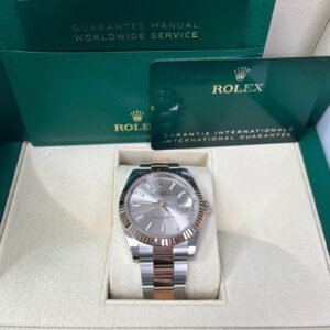 Rolex Datejust 41 Two-Tone Stainless Steel and Rose Gold / Sundust Index Dial / Fluted Bezel / Oyster Bracelet (Ref#126331)