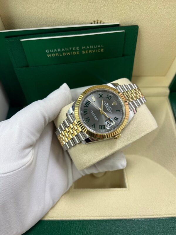Rolex Datejust 41 Two-Tone Yellow Gold & Stainless Steel - Grey Slate Roman Wimbledon Dial - Fluted Bezel - Jubilee Bracelet (Ref# 126333) - Image 2