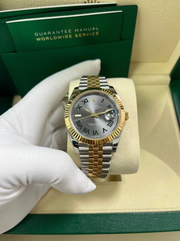 Rolex Datejust 41 Two-Tone Yellow Gold & Stainless Steel - Grey Slate Roman Wimbledon Dial - Fluted Bezel - Jubilee Bracelet (Ref# 126333) - Image 8
