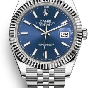 Rolex Datejust 41 White Gold and Steel Blue Index Jubilee Fluted Bezel (Ref#126334)
