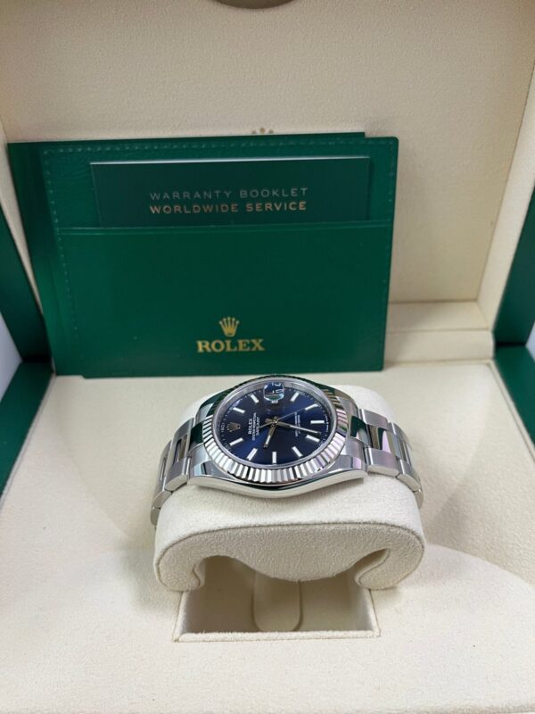 Rolex Datejust 41 White Gold and Steel Blue Index Oyster Bracelet Fluted Bezel (Ref#126334) - Image 6