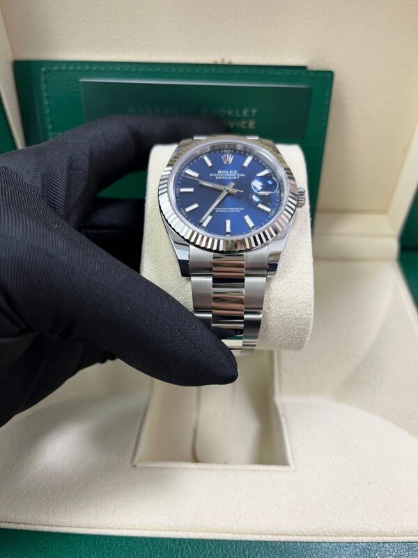 Rolex Datejust 41 White Gold and Steel Blue Index Oyster Bracelet Fluted Bezel (Ref#126334) - Image 3