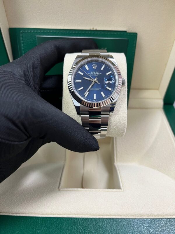 Rolex Datejust 41 White Gold and Steel Blue Index Oyster Bracelet Fluted Bezel (Ref#126334) - Image 2