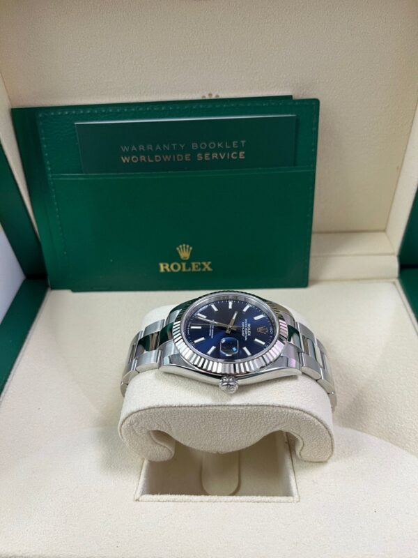Rolex Datejust 41 White Gold and Steel Blue Index Oyster Bracelet Fluted Bezel (Ref#126334) - Image 7