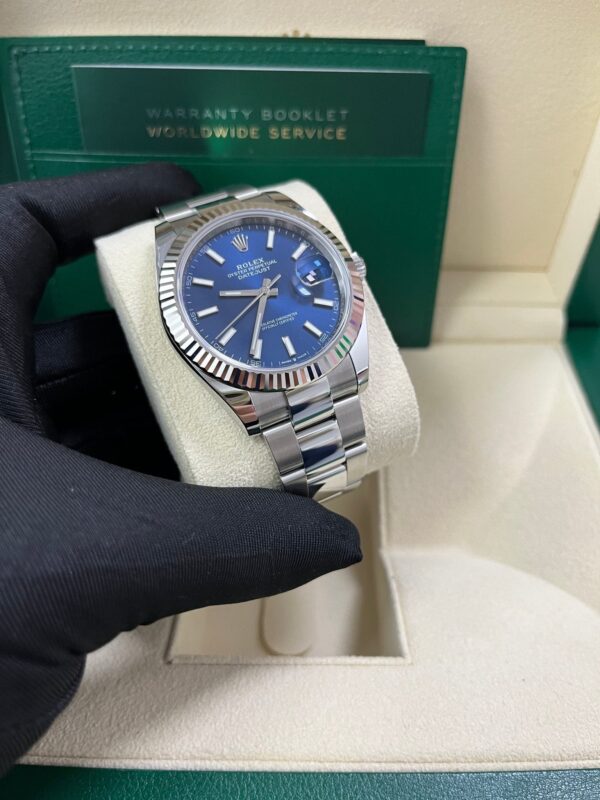 Rolex Datejust 41 White Gold and Steel Blue Index Oyster Bracelet Fluted Bezel (Ref#126334) - Image 9