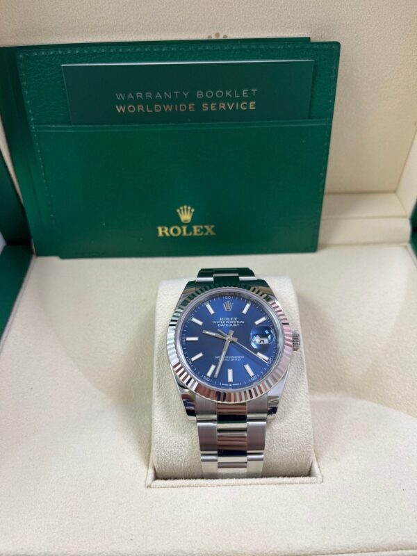 Rolex Datejust 41 White Gold and Steel Blue Index Oyster Bracelet Fluted Bezel (Ref#126334) - Image 5