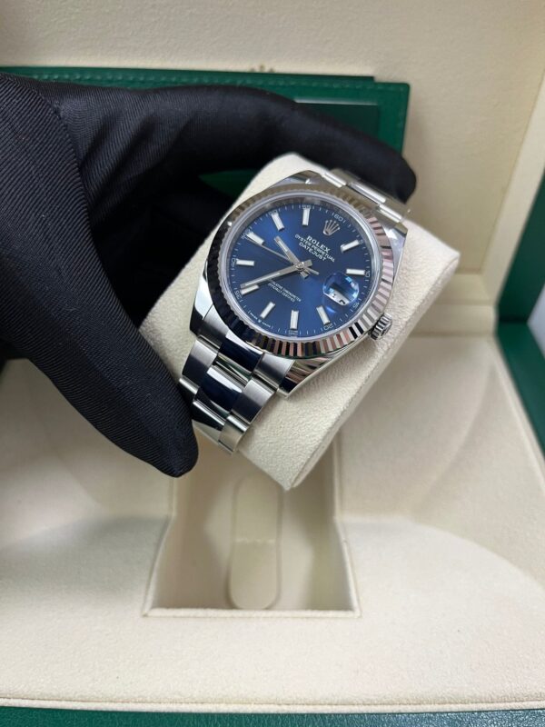 Rolex Datejust 41 White Gold and Steel Blue Index Oyster Bracelet Fluted Bezel (Ref#126334) - Image 8