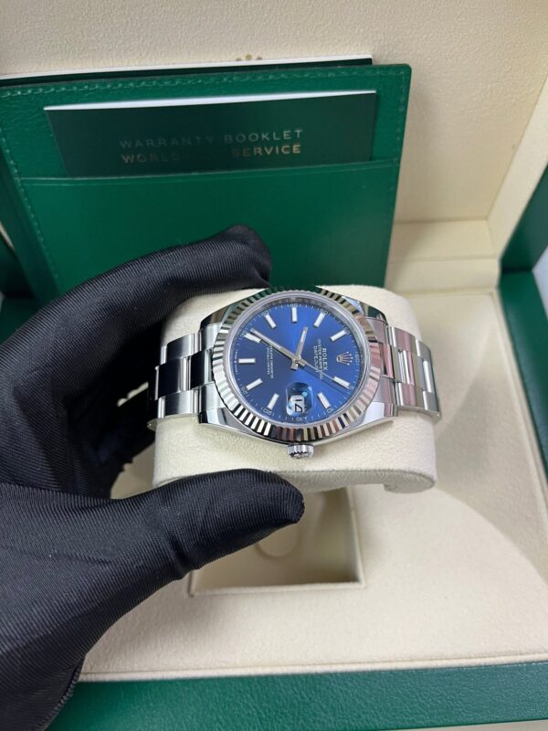 Rolex Datejust 41 White Gold and Steel Blue Index Oyster Bracelet Fluted Bezel (Ref#126334) - Image 12