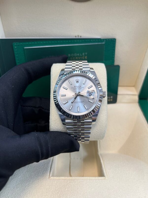 Rolex Datejust 41 White Gold and Steel Silver Index Fluted Bezel (Ref#126334) - Image 5
