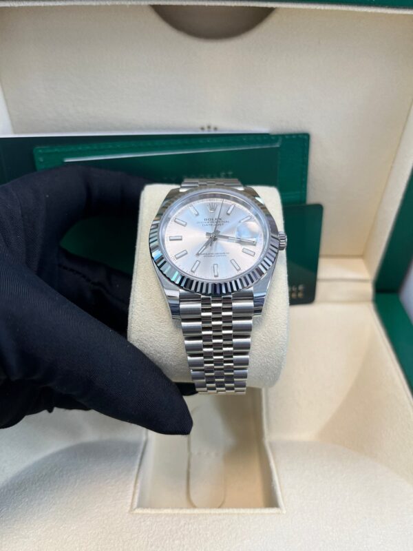 Rolex Datejust 41 White Gold and Steel Silver Index Fluted Bezel (Ref#126334) - Image 3