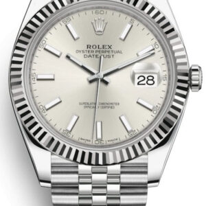 Rolex Datejust 41 White Gold and Steel Silver Index Fluted Bezel (Ref#126334)