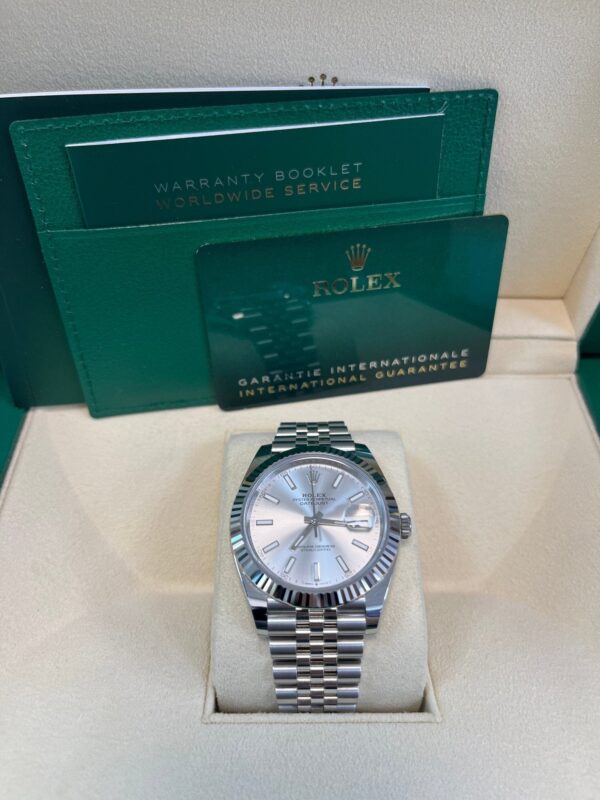 Rolex Datejust 41 White Gold and Steel Silver Index Fluted Bezel (Ref#126334) - Image 7