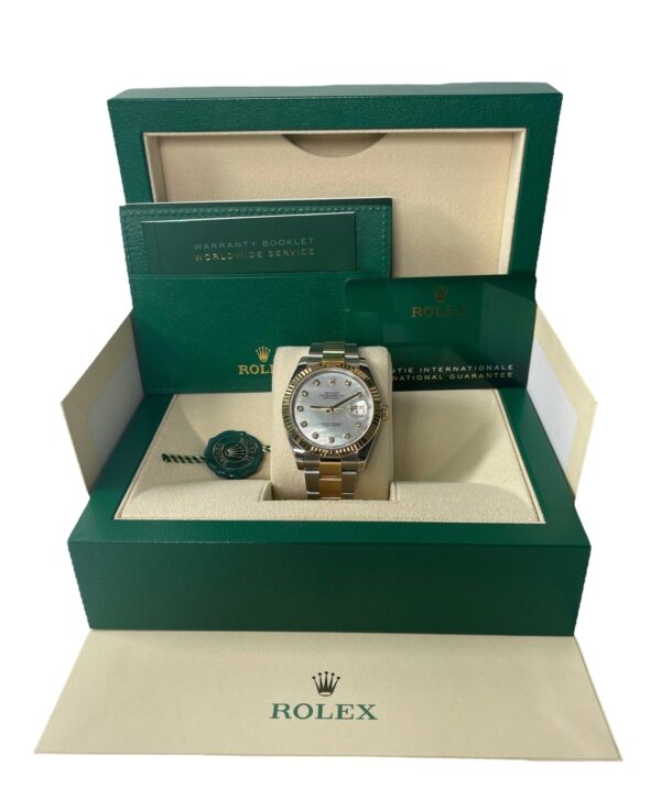 Rolex Datejust 41 Yellow Gold & Steel Fluted Bezel White Mother Of Pearl Diamond Dial Oyster (Ref # 126333) - Image 2
