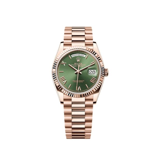 Rolex Day-Date 36 36mm Everose gold Reference 128235 Olive Dial NEW RELEASE