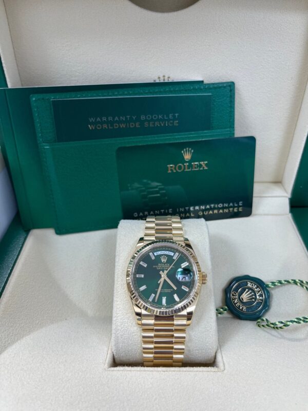 Rolex Day-Date 36 36mm NEW RELEASE 2024 Day-Date 36 GREEN BAGUETTE DIAL 128238 - Image 8