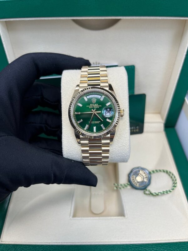 Rolex Day-Date 36 36mm NEW RELEASE 2024 Day-Date 36 GREEN BAGUETTE DIAL 128238 - Image 6