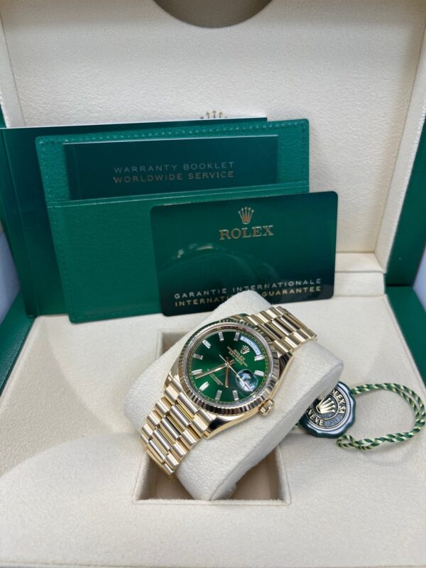 Rolex Day-Date 36 36mm NEW RELEASE 2024 Day-Date 36 GREEN BAGUETTE DIAL 128238 - Image 13