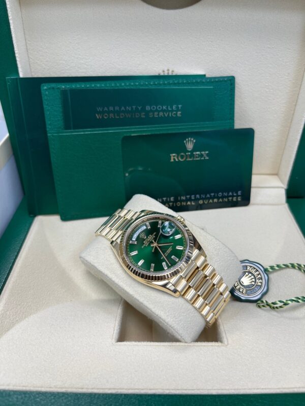 Rolex Day-Date 36 36mm NEW RELEASE 2024 Day-Date 36 GREEN BAGUETTE DIAL 128238 - Image 9