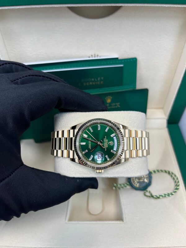 Rolex Day-Date 36 36mm NEW RELEASE 2024 Day-Date 36 GREEN BAGUETTE DIAL 128238 - Image 14