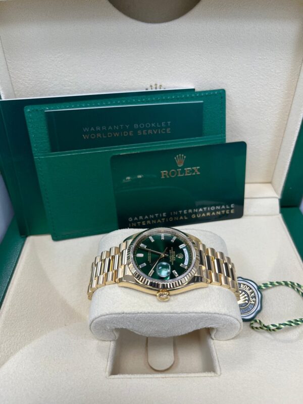 Rolex Day-Date 36 36mm NEW RELEASE 2024 Day-Date 36 GREEN BAGUETTE DIAL 128238 - Image 12