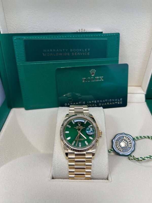 Rolex Day-Date 36 36mm NEW RELEASE 2024 Day-Date 36 GREEN BAGUETTE DIAL 128238 - Image 7