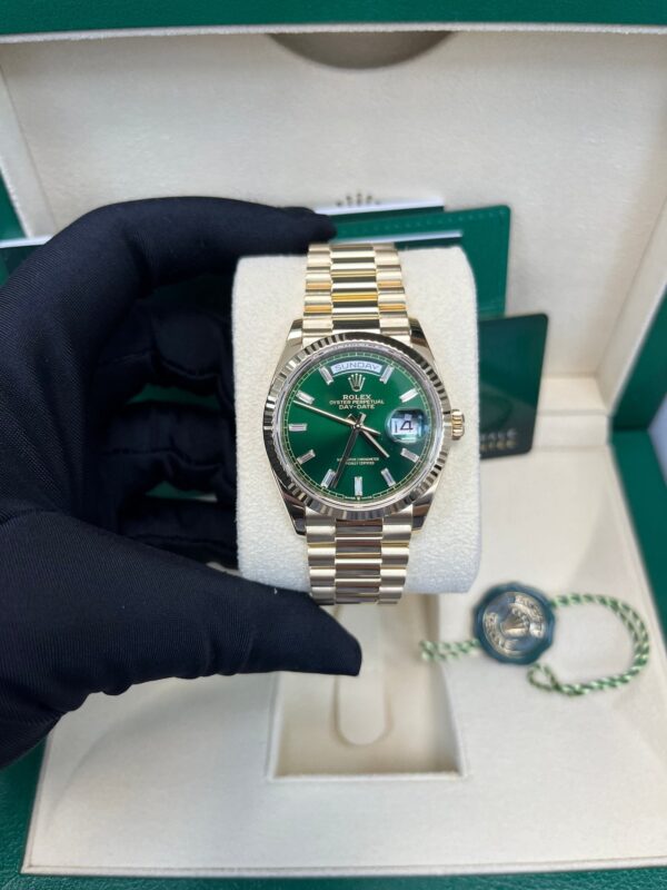 Rolex Day-Date 36 36mm NEW RELEASE 2024 Day-Date 36 GREEN BAGUETTE DIAL 128238 - Image 4