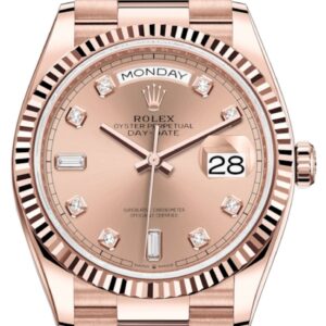 Rolex Day-Date 36 Everose Gold Day-Date 36 Watch - Fluted Bezel - Rosé Diamond Dial - President 128235
