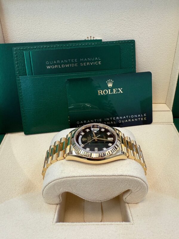Rolex Day-Date 36 Watch Fluted Bezel Green Ombre´ Diamond Dial President Bracelet (Ref# 128238) - Image 10