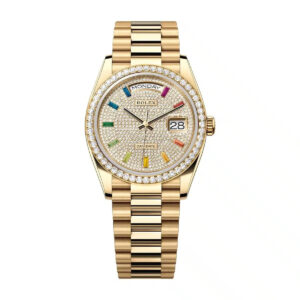 Rolex Day-Date 36mm Yellow Gold Pave Rainbow Reference #  128348RBR