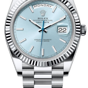 Rolex Day-Date 40 Platinum Day-Date 40 Watch - Fluted Bezel - Ice Blue Index Dial President Bracelet 228236