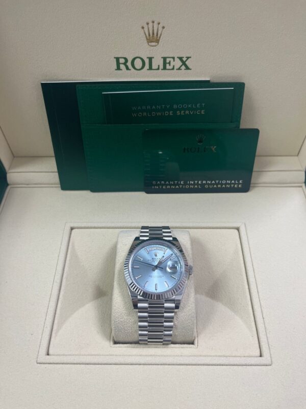 Rolex Day-Date 40 Platinum Day-Date 40 Watch - Fluted Bezel - Ice Blue Index Dial President Bracelet 228236 - Image 5