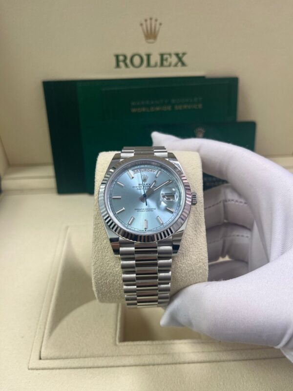 Rolex Day-Date 40 Platinum Day-Date 40 Watch - Fluted Bezel - Ice Blue Index Dial President Bracelet 228236 - Image 3