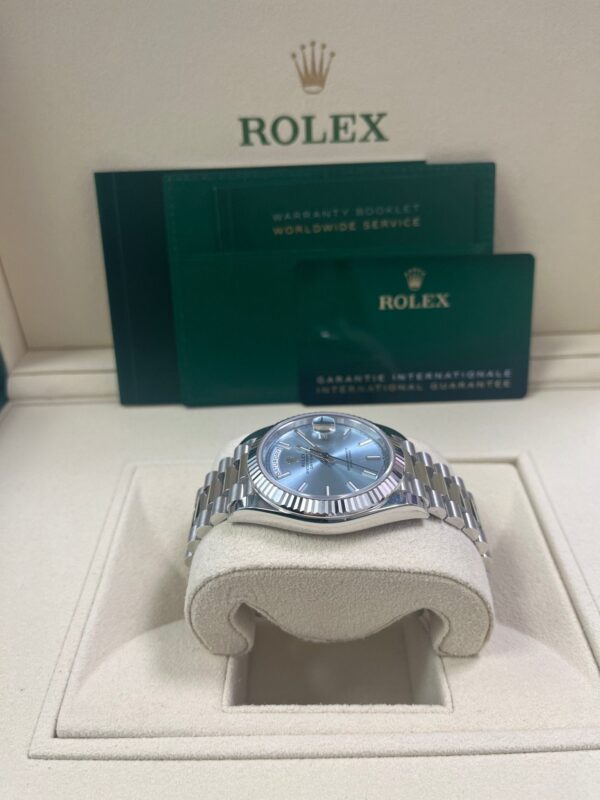 Rolex Day-Date 40 Platinum Day-Date 40 Watch - Fluted Bezel - Ice Blue Index Dial President Bracelet 228236 - Image 9