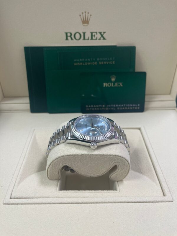 Rolex Day-Date 40 Platinum Day-Date 40 Watch - Fluted Bezel - Ice Blue Index Dial President Bracelet 228236 - Image 10
