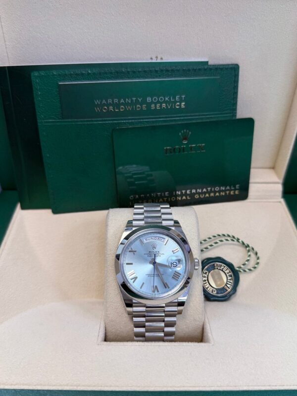 Rolex Day-Date 40 Platinum/ Ice-blue dial /President bracelet (Ref # 228206) - Image 4