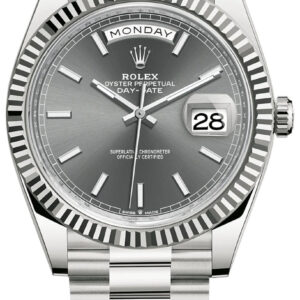 Rolex Day-Date 40 White Gold - Slate Dial - Fluted Bezel - President Bracelet (Ref: 228239)
