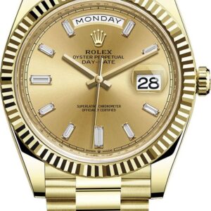 Rolex Day-Date 40 Yellow Gold - Champagne Diamond Baguette Dial (Ref# 228238)