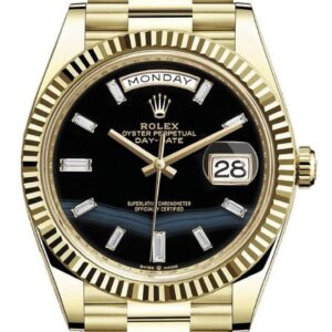 Rolex Day-Date 40 Yellow Gold Day-Date 40 Watch - Fluted Bezel - Onyx Dial - President Bracelet 228238
