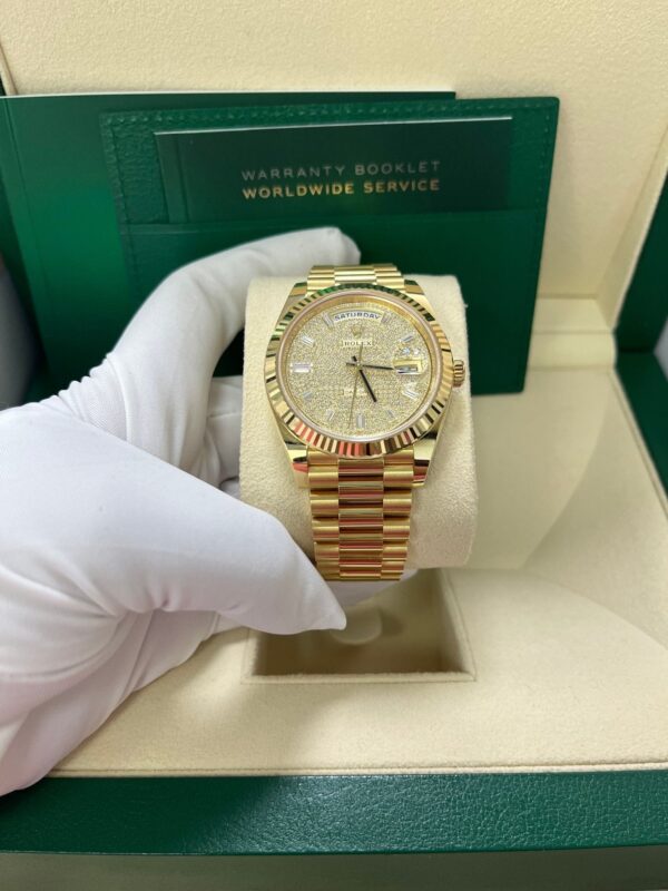 Rolex Day-Date 40mm Yellow Gold Pave Dial 228238 - Image 11