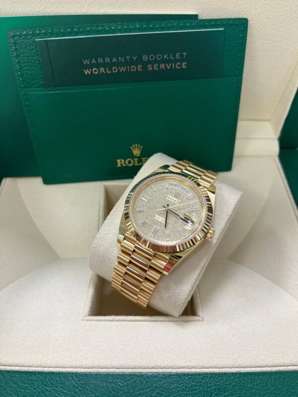Rolex Day-Date 40mm Yellow Gold Pave Dial 228238 - Image 7