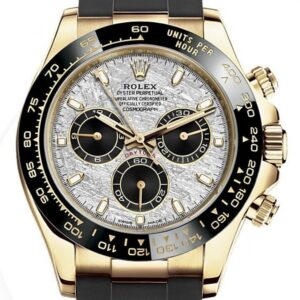 Rolex Daytona 40 Watch - Meteorite and Black Index Dial - Black Oysterflex Strap (Ref # 116518LN)