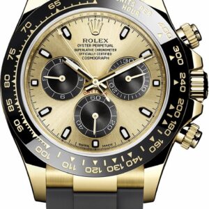Rolex Daytona 40mm Champagne Dial with Black Subdials/ Black Oysterflex Strap (Reference # 116518LN)