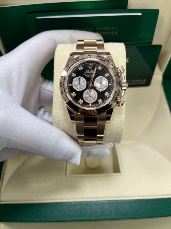 Rolex Daytona Everose Gold Black And Sundust Diamond Dial Oyster Bracelet 126505 - Image 9