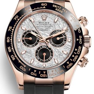 Rolex Daytona Everose Gold Cosmograph Daytona 40 Watch Meteorite Black Index Dial Oysterflex 116515ln