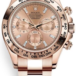 Rolex Daytona Everose Gold Rose Diamond Baguette 40mm Dial Oyster Bracelet Ref# (116505)