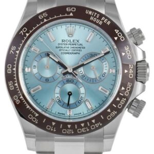 Rolex Daytona Platinum 40mm Ice Blue Diamond Baguette Dial (Ref # 116506)