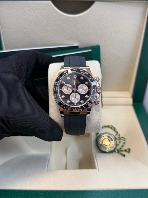 Rolex Daytona Rose Gold Cosmograph Daytona Watch - Black Bezel - Black And Sundust Diamond Dial 126515ln - Image 2